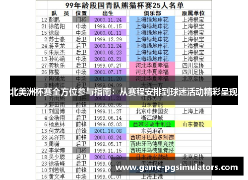 北美洲杯赛全方位参与指南：从赛程安排到球迷活动精彩呈现