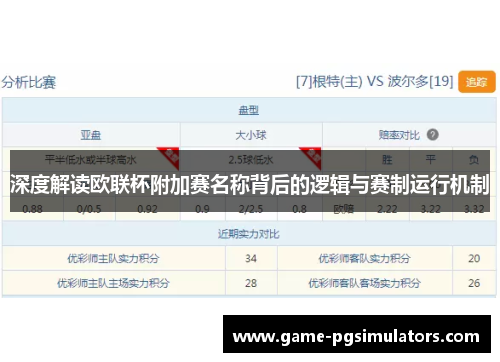 深度解读欧联杯附加赛名称背后的逻辑与赛制运行机制 深度解读欧联杯附加赛名称背后的逻辑与赛制运行机制